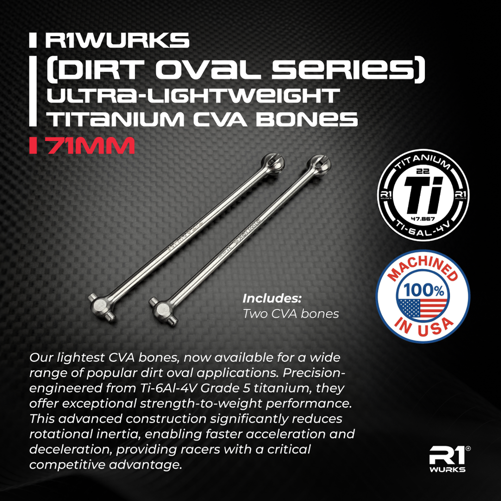 R1WURKS (Dirt Oval Series) Ultra-lightweight Titanium CVA Bones, 71mm