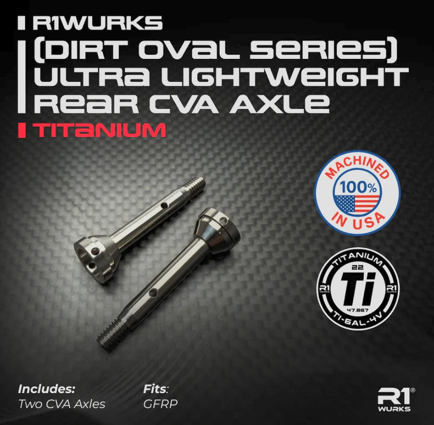 R1WURKS (Dirt Oval Series) Ultra Lightweight Rear CVA Axle, Titanium