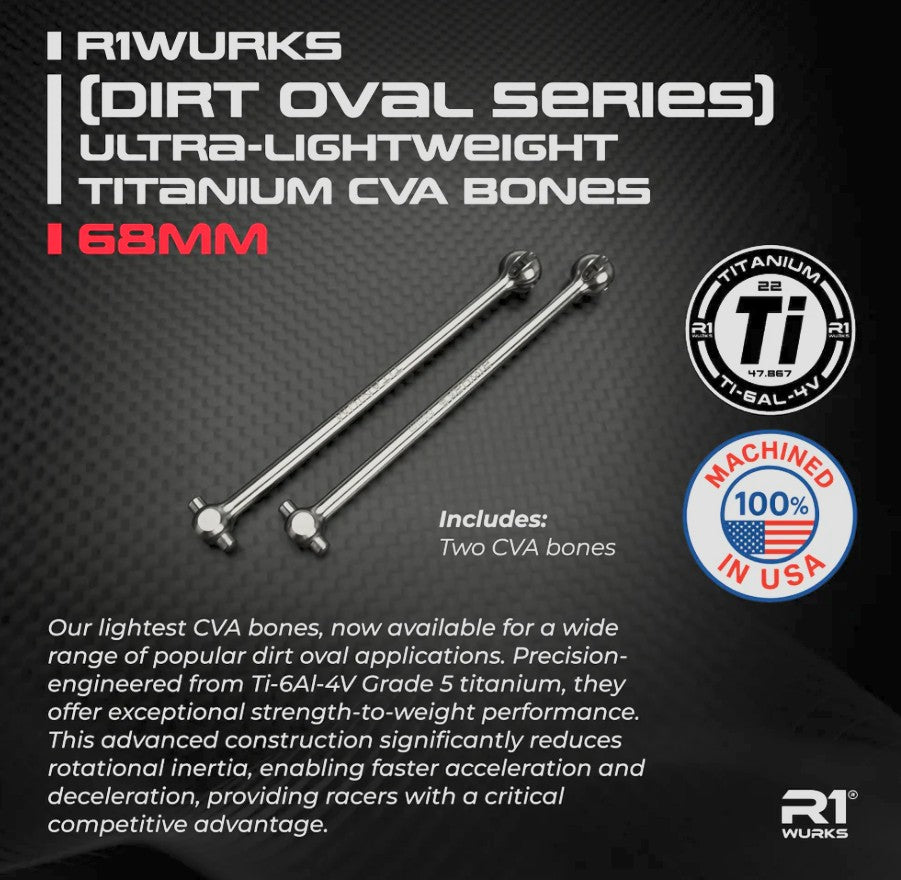 R1WURKS (Dirt Oval Series) Ultra-lightweight Titanium CVA Bones, 68mm